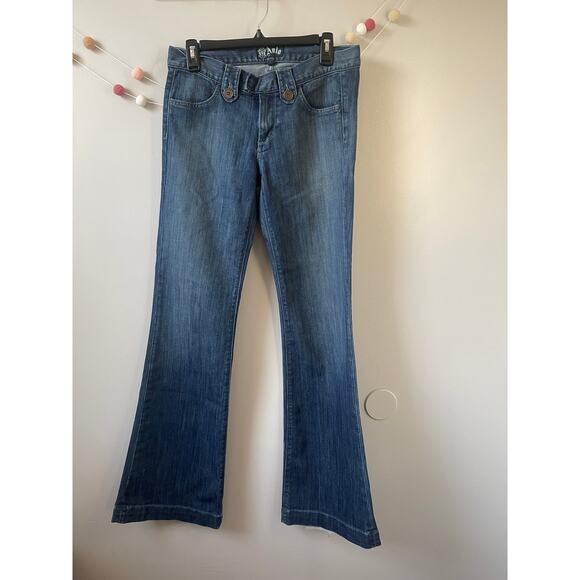 Anlo Wide Leg Dark Wash Mercer Denim Flare Jeans - Picture 1 of 9